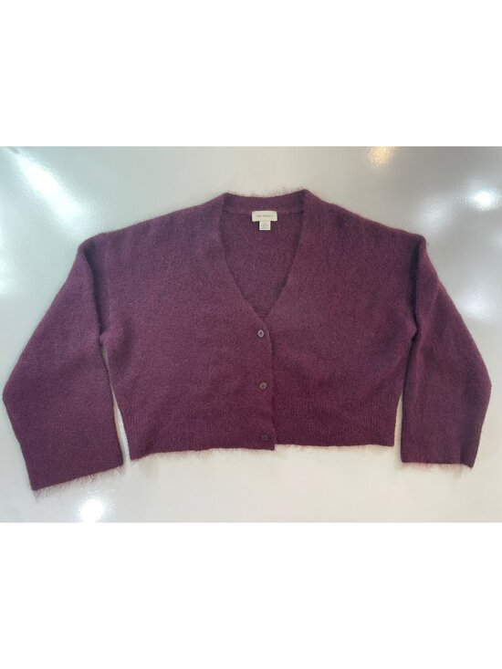 Calvin Klein Jeans Sweaters - Calvin Klein Burgundy Cropped Button-Up Cardigan Sweater Fuzzy Wmn's Sz L NWOT
